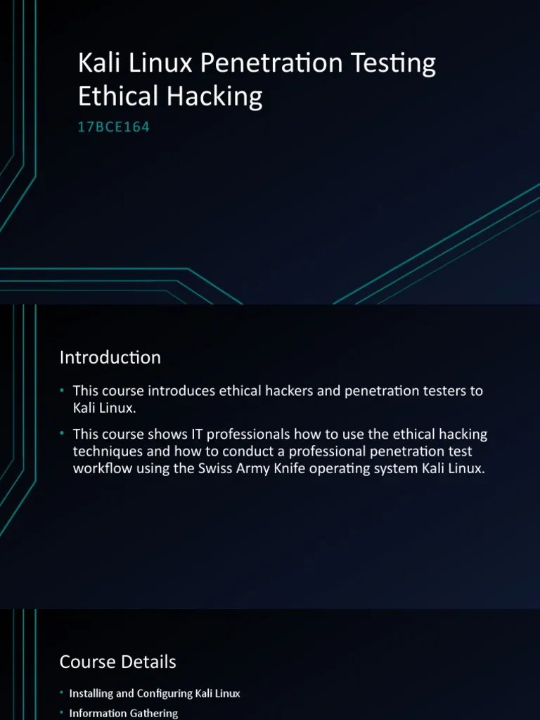 Kali Linux Penetration Testing Ethical Hacking | PDF