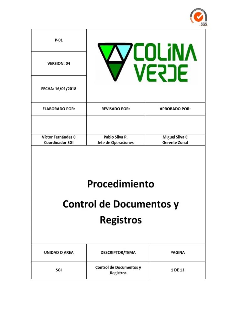 SGI-P-01 Procedimiento Control De Documentos Y Registros Ver 04 | PDF | Planificación | Información