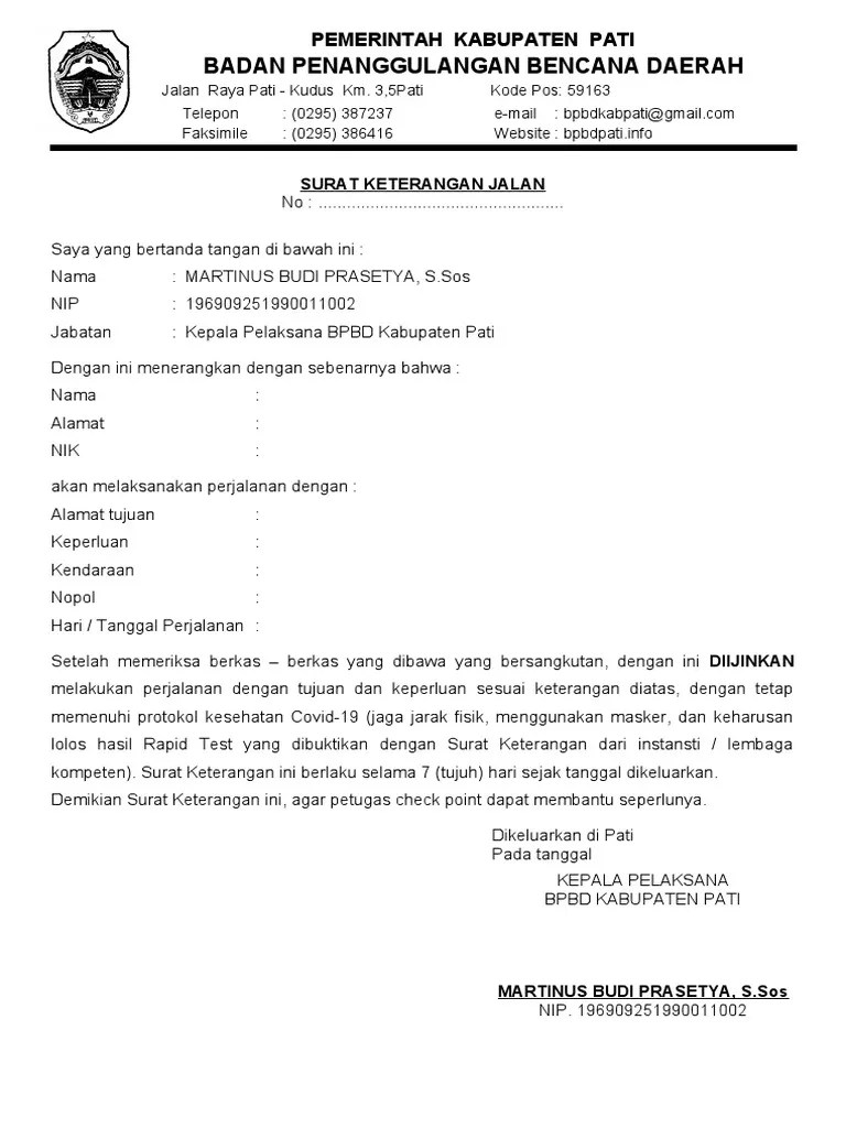 Surat Keterangan Jalan | PDF