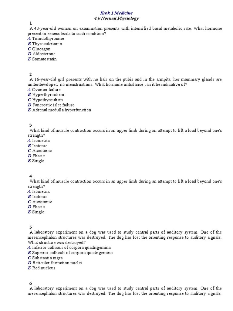 Anatomy And Physiology Multiple Choice Questions Covering A Wide Range ...