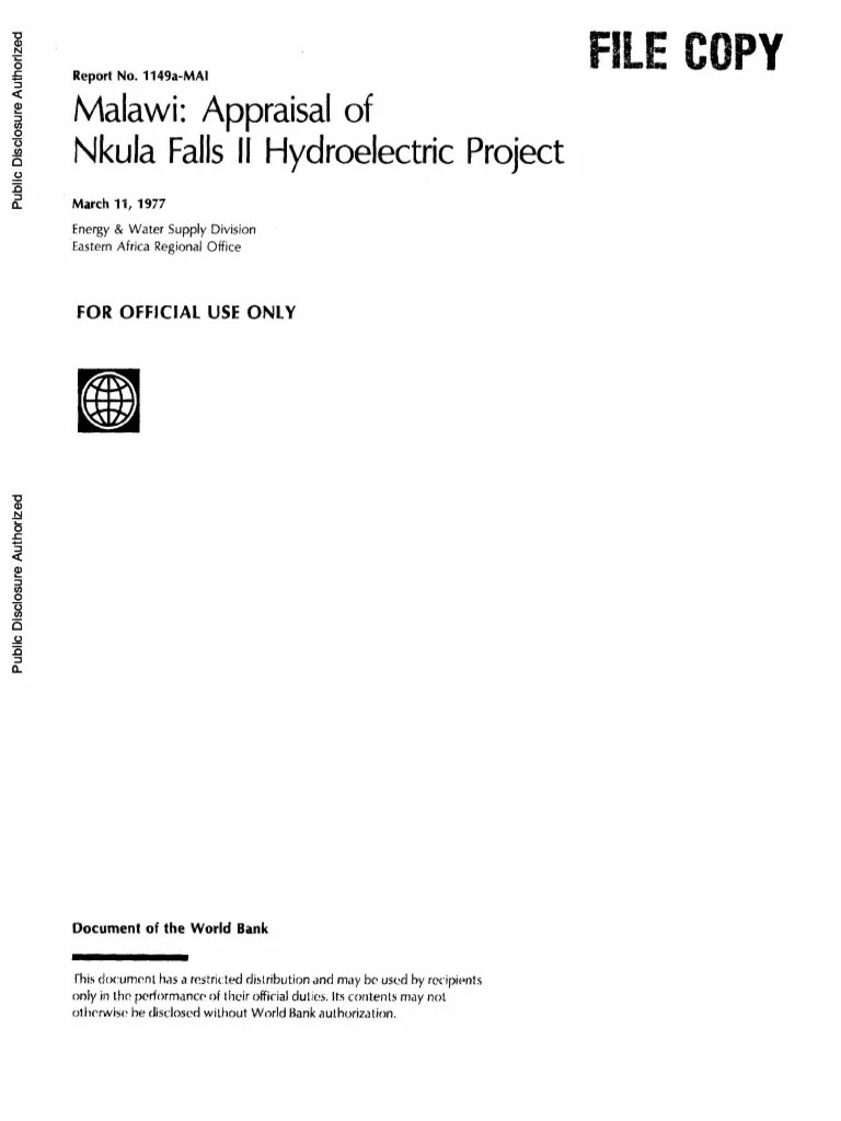 Appraisal Of Nkula Falls II HPP Malawi WB | PDF | Hydroelectricity ...
