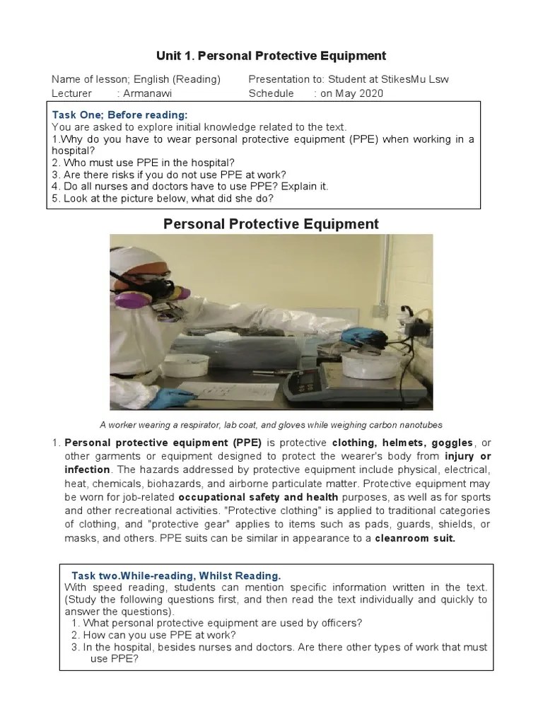 Unit 1 Personal Protective Equipment | PDF | Personal Protective ...