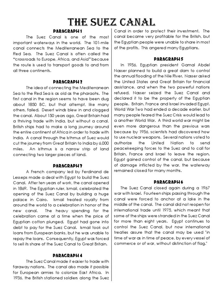 The History And Geopolitical Importance Of The Suez Canal | PDF | Suez Canal | Suez Crisis