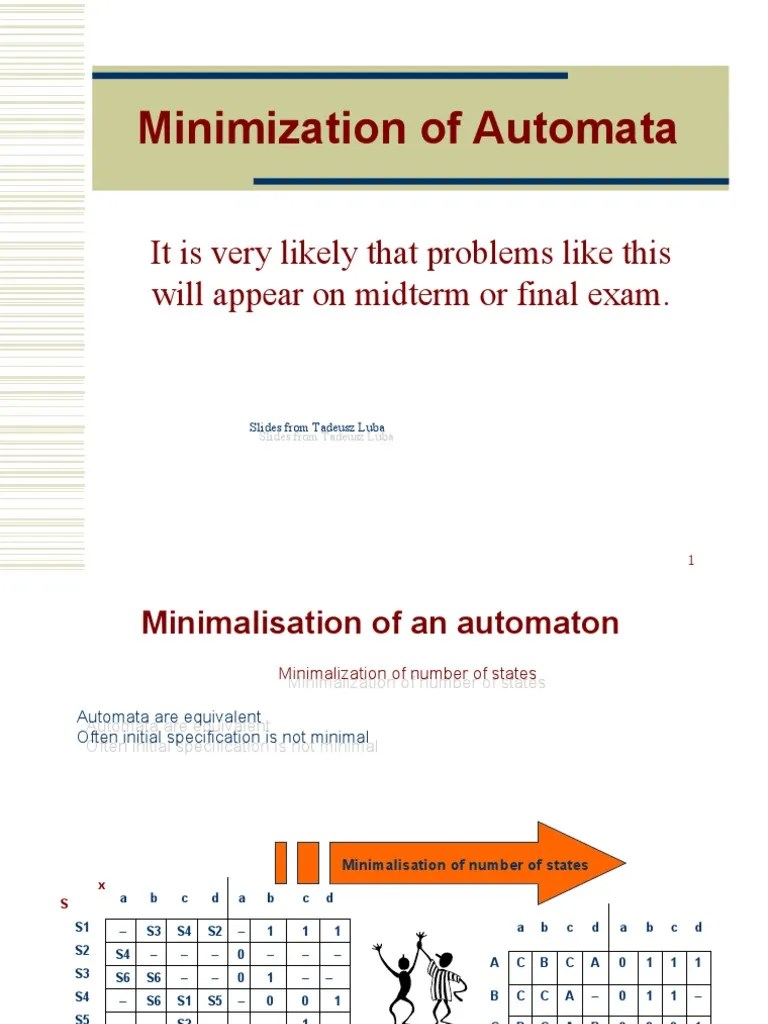 LECTURE B 2 Minimization Of The FSM | PDF | Automata Theory | Discrete ...