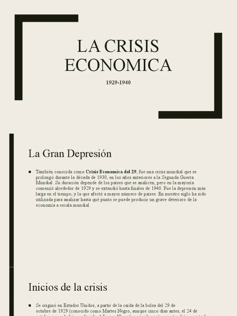 La Crisis Economica | PDF | Gran Depresion | Economias
