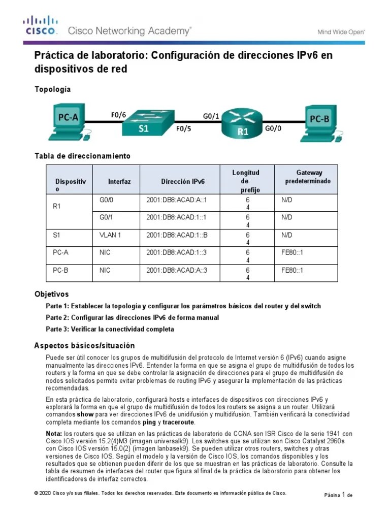 7.2.5.4 Lab - Configuring IPv6 Addresses On Network Devices | PDF | Yo ...