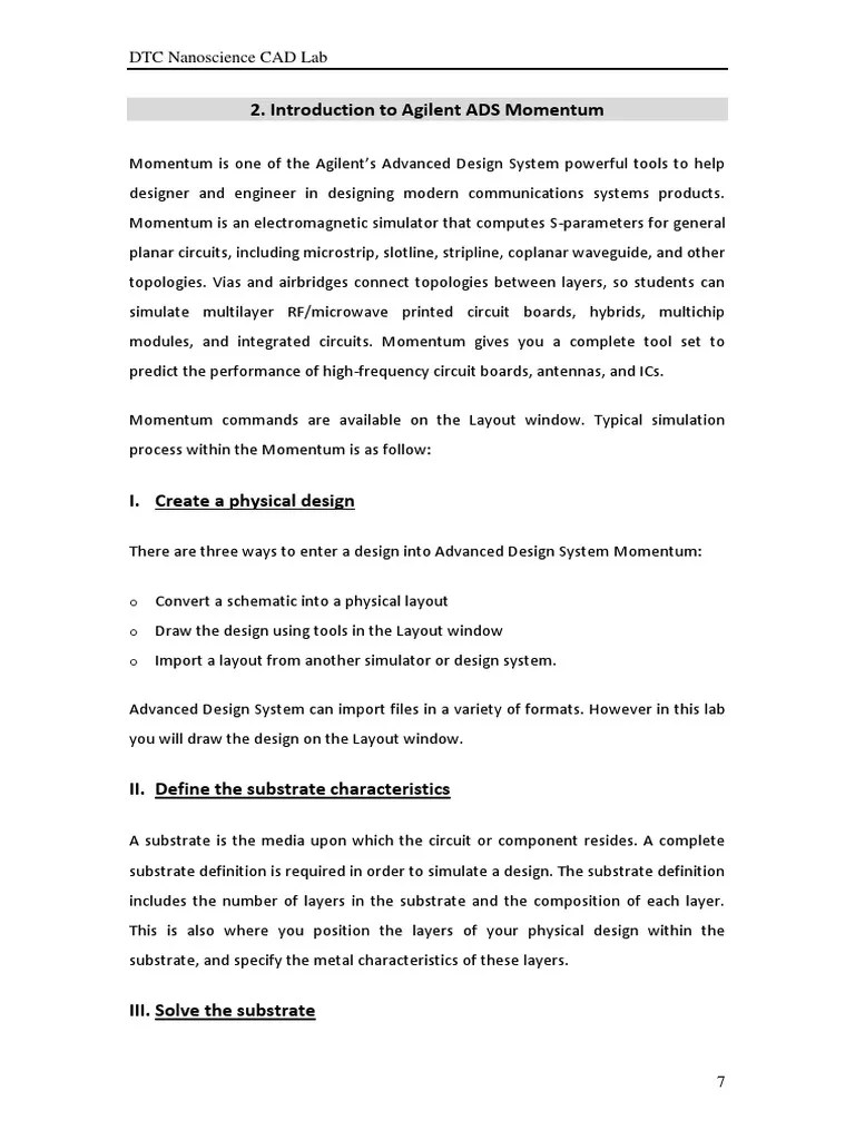 Introduction To Agilent ADS Momentum | PDF | Transmission Line ...