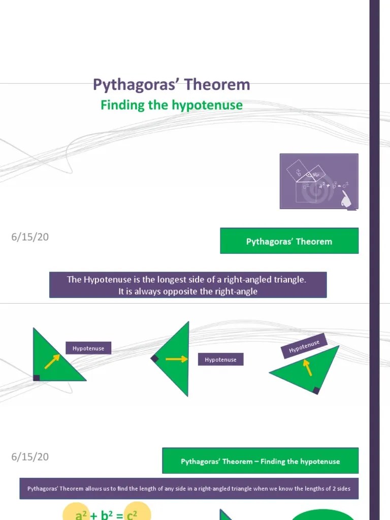 Pythagoras' Theorem: Finding The Hypotenuse | PDF | Geometric ...