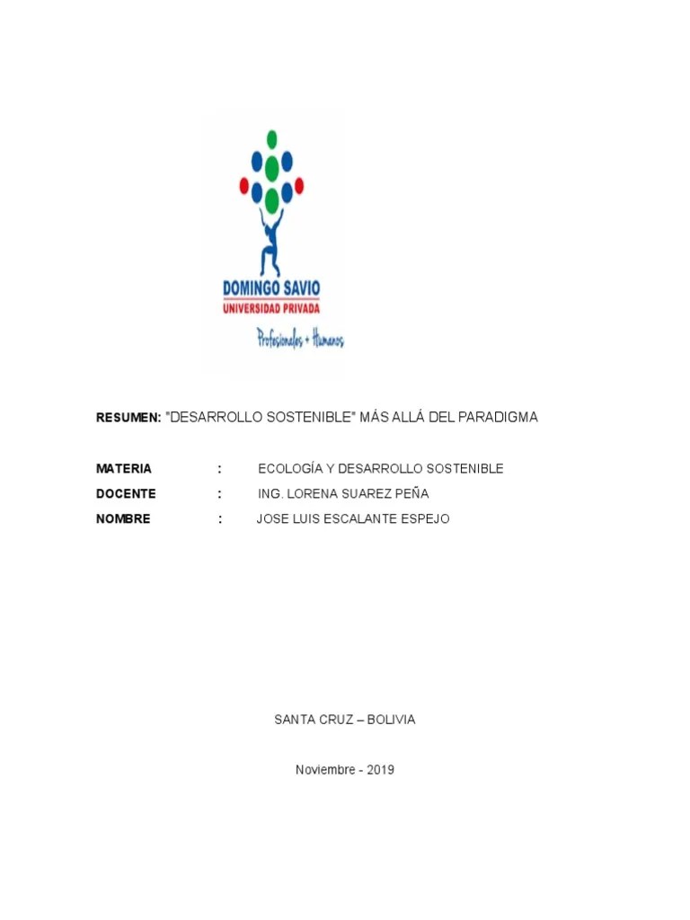 Resumen Video Desarrollo Sostenible Más Allá Del Paradigma | PDF
