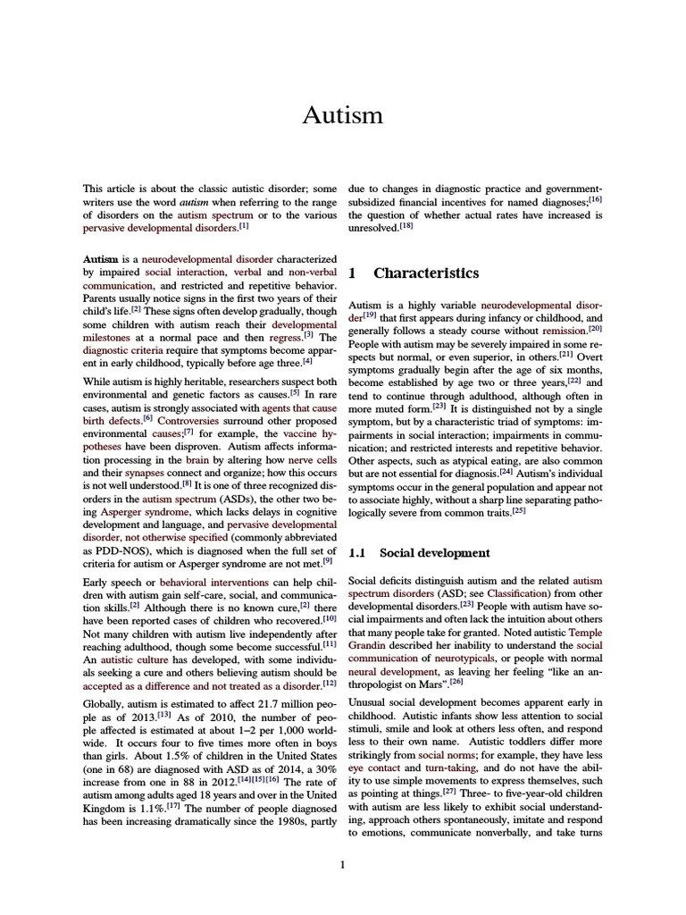 Autism PDF | PDF | Autism | Pervasive Developmental Disorders
