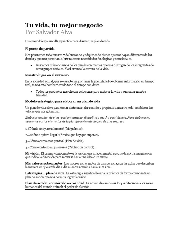 Tu Vida Tu Mejor Negocio | PDF