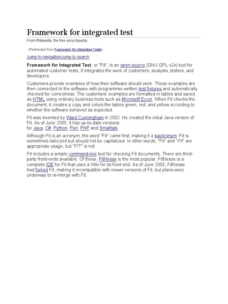 Framework For Integrated Test: Open-Source | PDF | Business