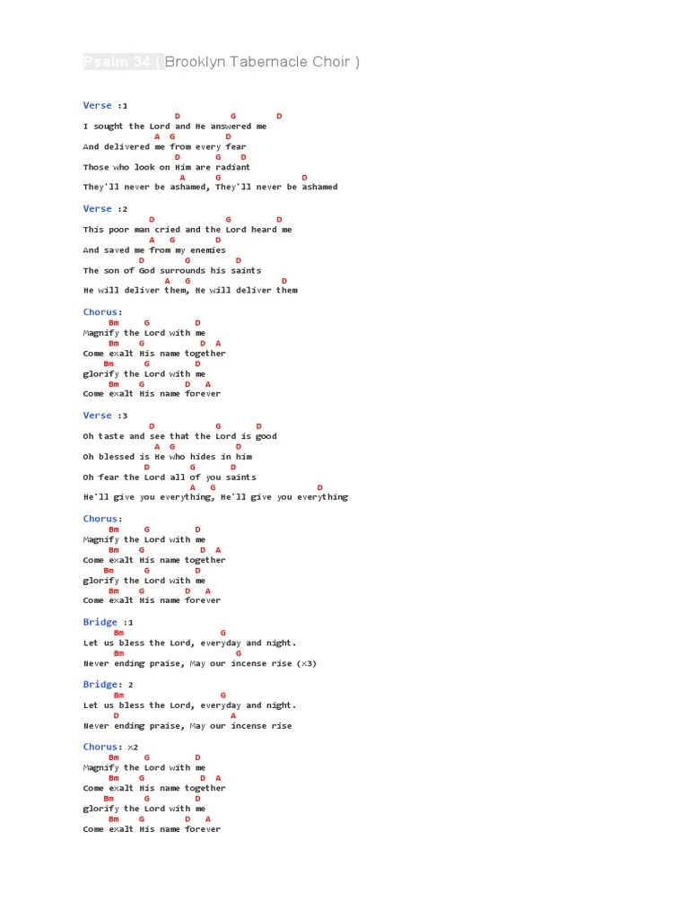 Brooklyn Tabernacle Choir, Psalm 34 | PDF