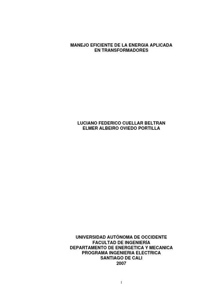 Optimización Del Manejo De Transformadores Eléctricos Para Reducir Costos Y Mejorar La ...