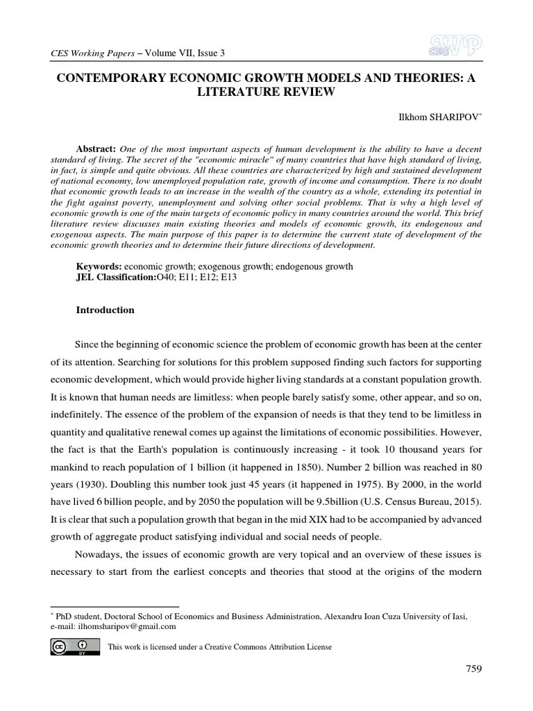 Contemporarily Economic Growth Theories And Models | PDF | Economic ...