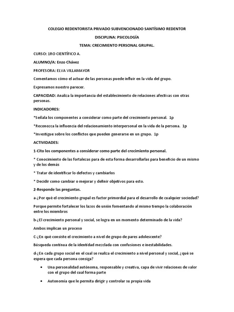 Crecimiento Personal Y Grupal | PDF | Vejez | Desarrollo Personal