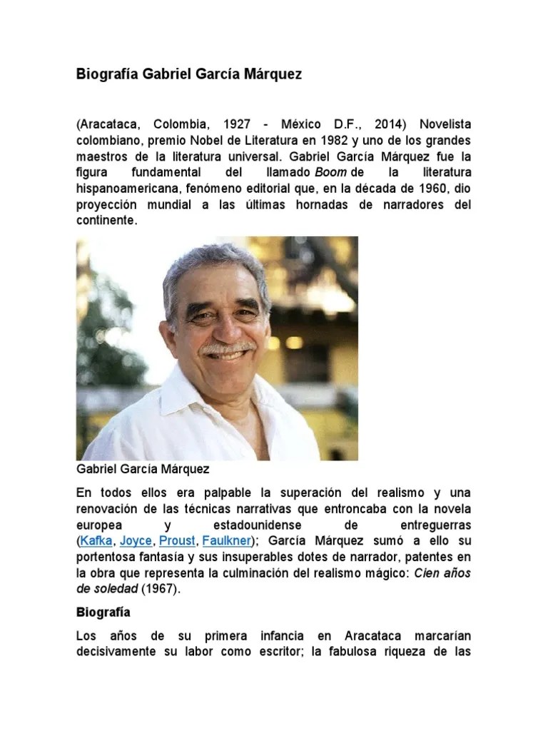 Biografía Gabriel García Márquez | PDF
