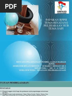 Kegiatan awal ± 30 menit. Paparan Rpph Binatang Peliharaan Sapi Pdf