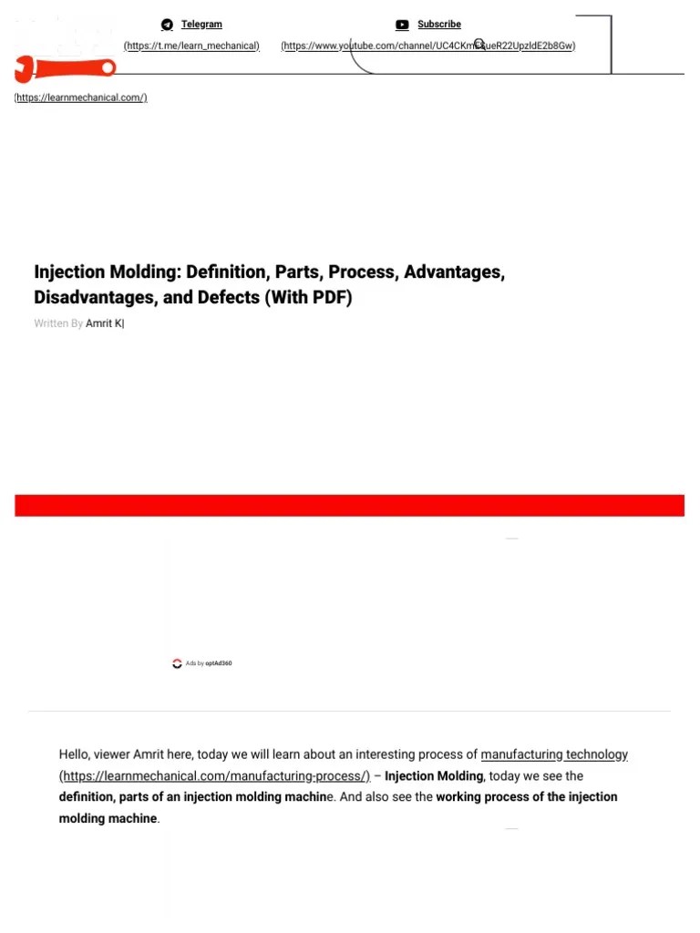 Injection Molding - Definition, Process, Parts, Types, & Defects (With ...