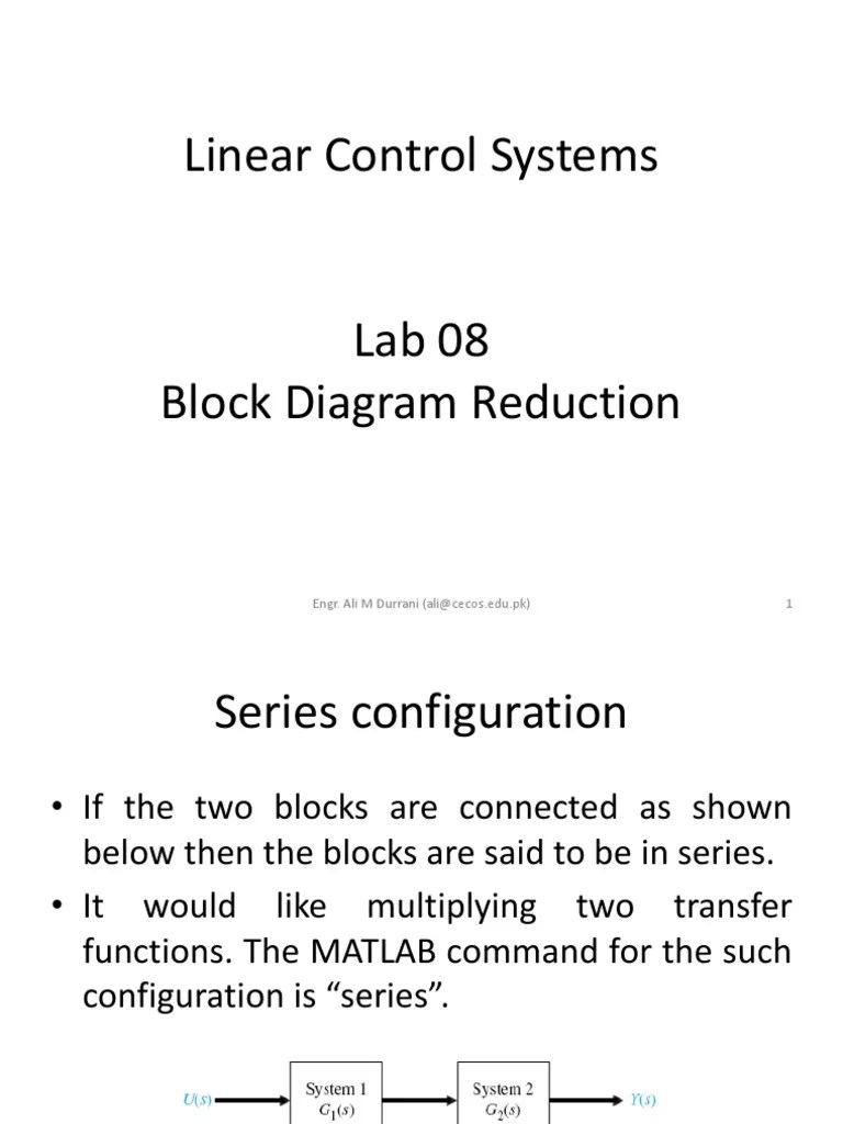 Block Diagram Reduction Techniques: Series, Parallel, And Feedback ...
