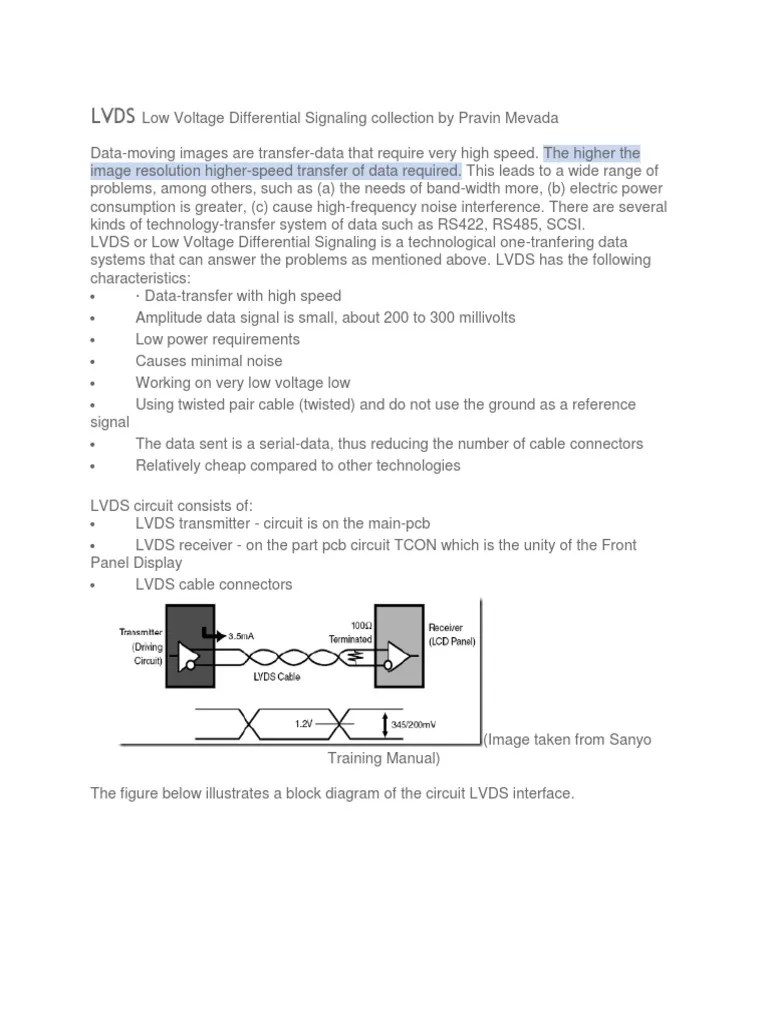 An Overview Of LVDS (Low Voltage Differential Signaling) Technology For ...