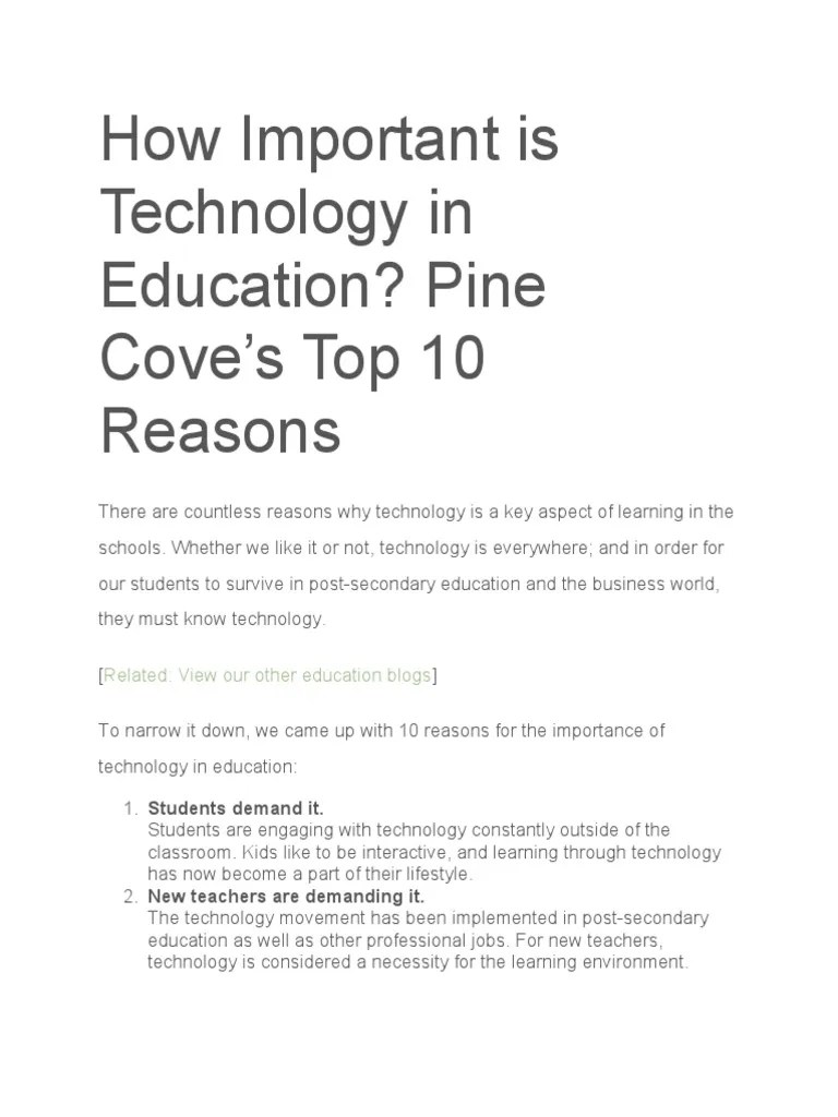 How Important Is Technology In Education | PDF | Teachers | Learning