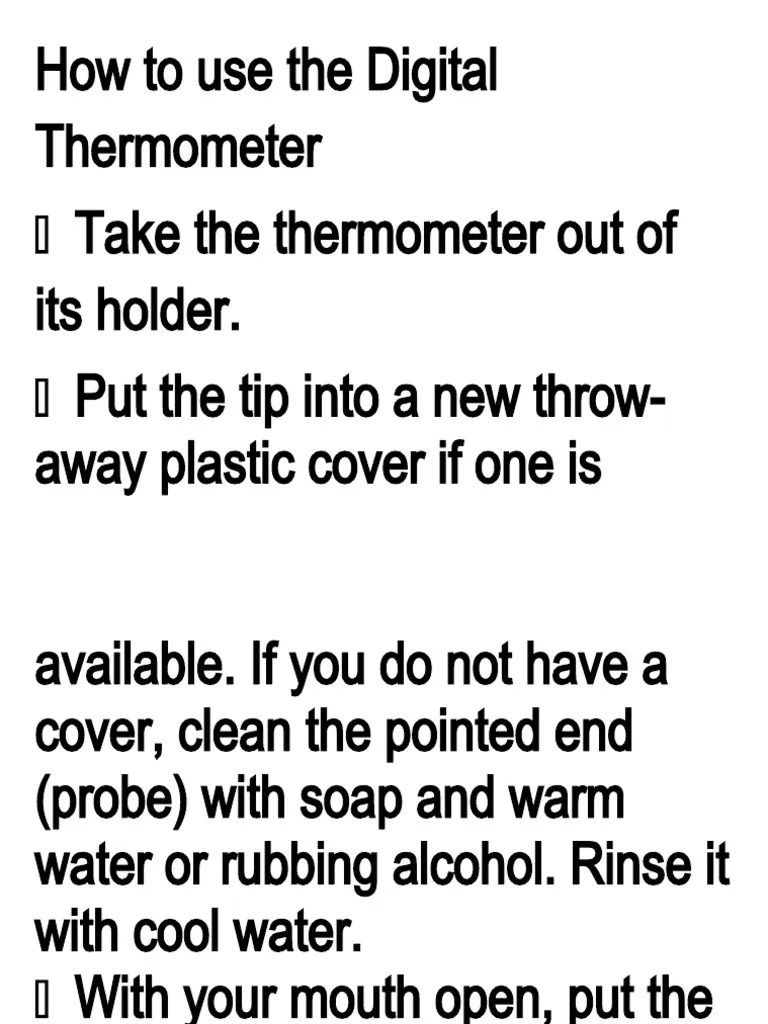 How To Use The Digital Thermometer | PDF