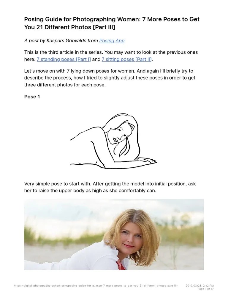 Posing Guide For Photographing Women - 7 More Poses To Get You 21 Different Photo | PDF