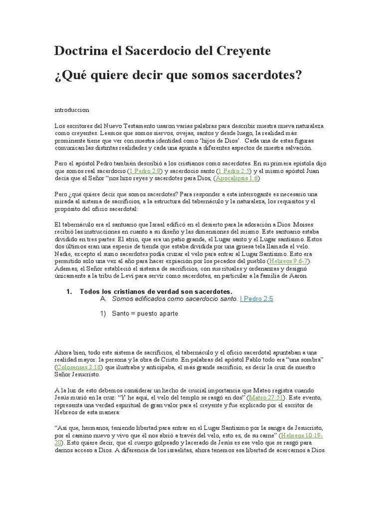 Doctrina El Sacerdocio Del Creyente | PDF | Sacerdote | Eucaristía