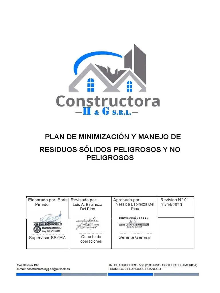 Plan De Minimizacion Y Manejo De Residuos Sólidos | PDF | Residuos ...