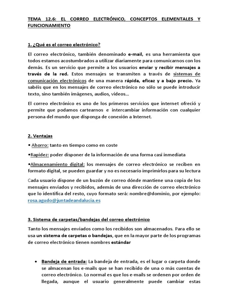 Tema 12.6 El Correo Electrónico Conceptos Funfdamentales Y Funcionamiento | PDF | Ciberespacio ...