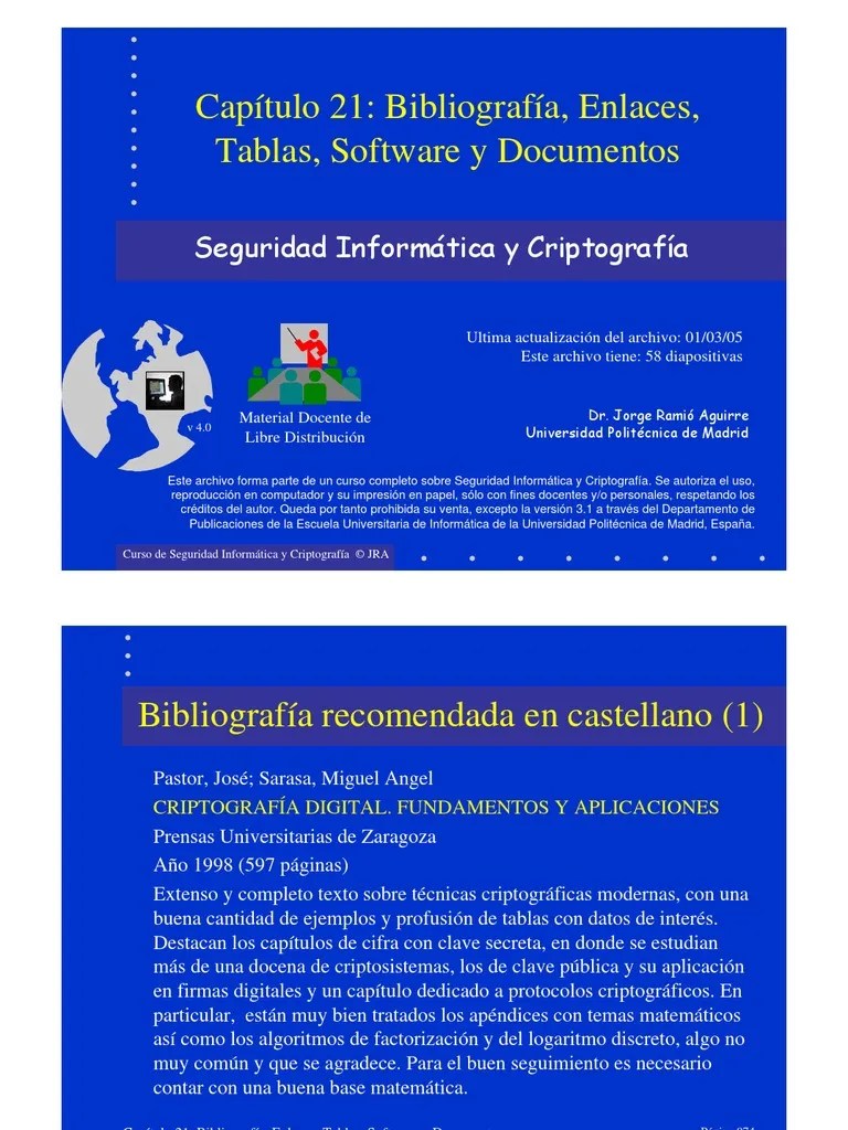 Seguridad Informática Y Criptografía. Tablas, Software Y Documentos | PDF | Clave (criptografía ...