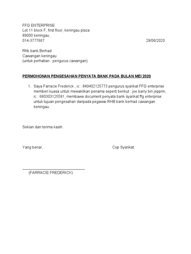 By admin posted on februari 9 2020 februari 9 2021. Ffg Enterprise Surat Wakil Pdf