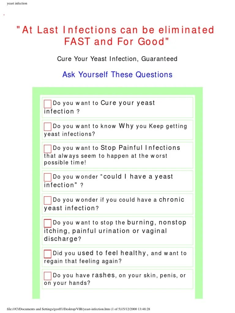 Yeast Infection PDF | PDF | Candidiasis | Symptom