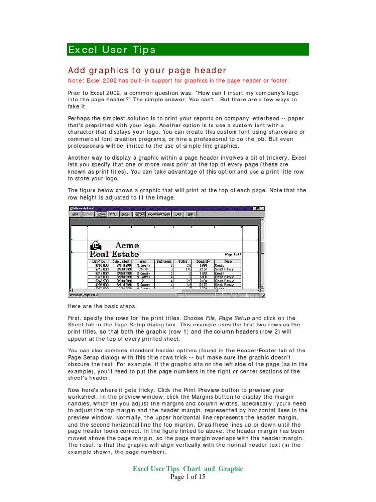 Excel User Tips - Chart - And - Graphic | PDF | Microsoft Excel | Software