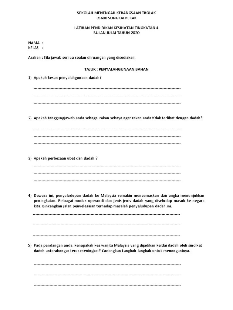 Penyalahgunaan bahan boleh dielakkan melalui kekuatan diri dengan mengatakan tidak kepada. Pjpk T4 Pdf