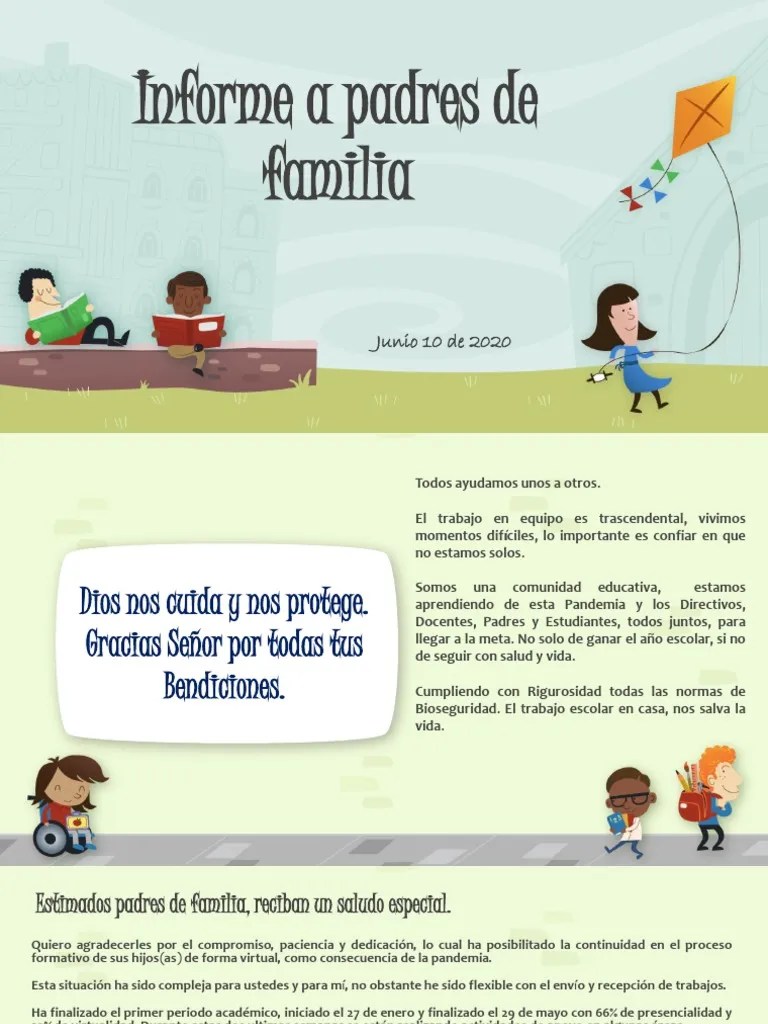 Informe A Padres De Familia PDF | PDF | Modificación De Comportamiento ...