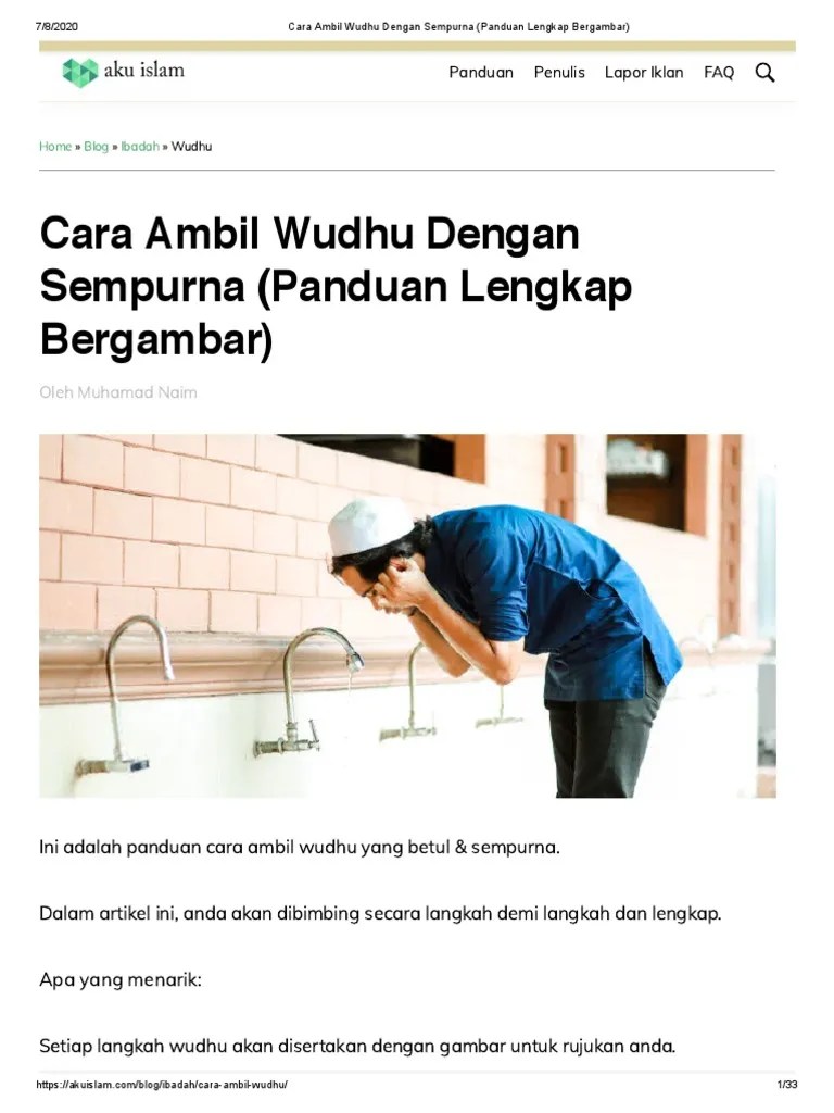 Bagaimana cara ambil wudhu dengan betul & sempurna? Cara Ambil Wudhu Dengan Sempurna Panduan Lengkap Bergambar Pdf