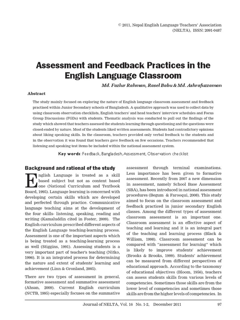 Assessment And Feedback Practices In The PDF | PDF | Educational ...