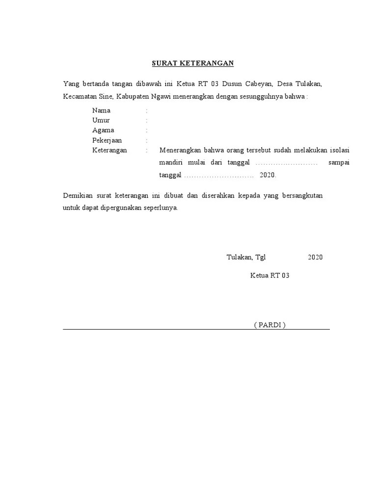 Surat Permohonan Pendamgan 