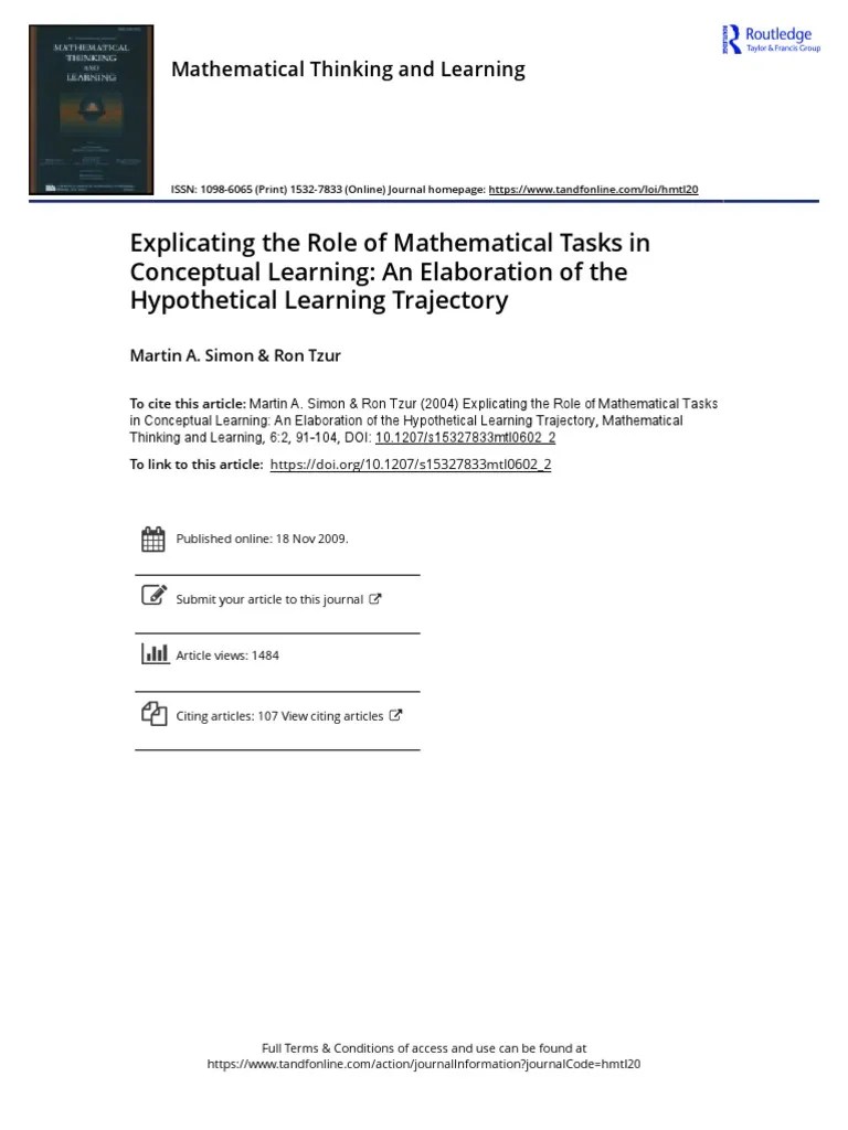 Explicating The Role Of Mathematical Tasks In Conceptual Learning An ...