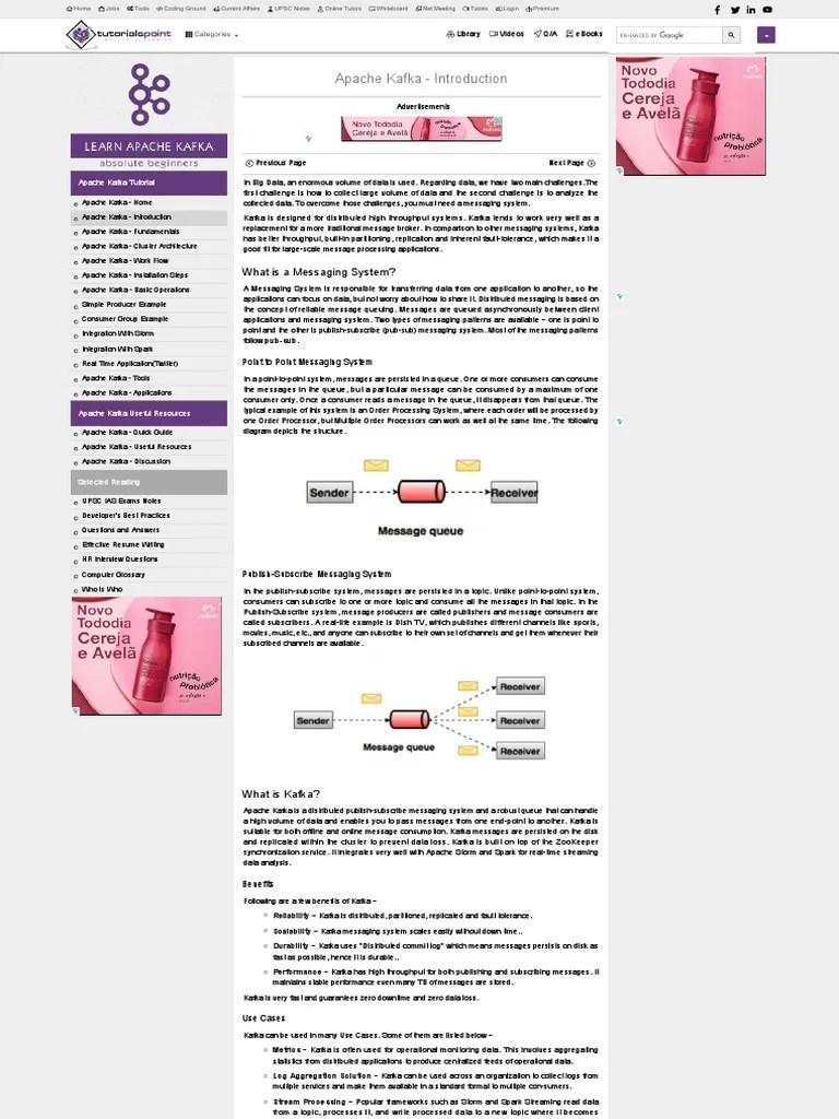 Apache Kafka - Introduction | PDF | Software | Computer Architecture