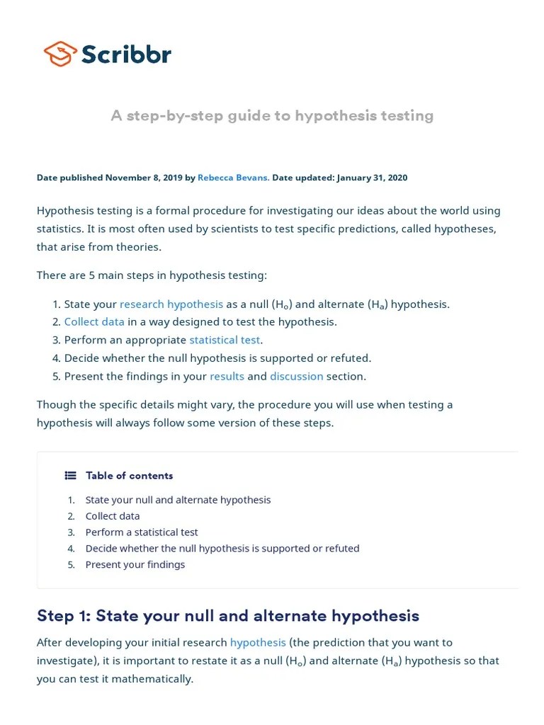 Hypothesis Testing Guide For Students | PDF | P Value | Null Hypothesis