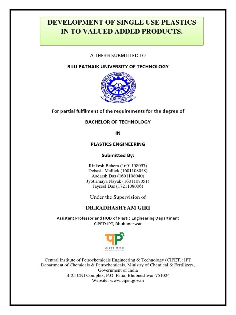 Project On Single Use Plastics PDF | PDF | Recycling | Plastic