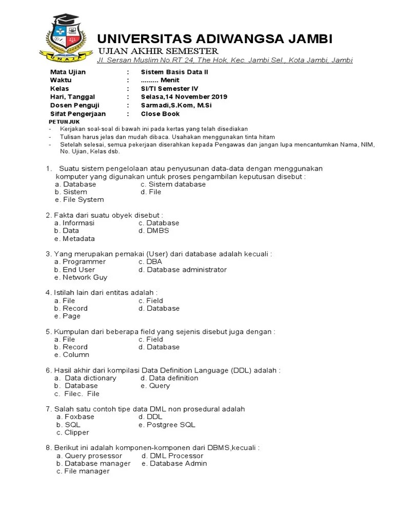Soal UTS | PDF