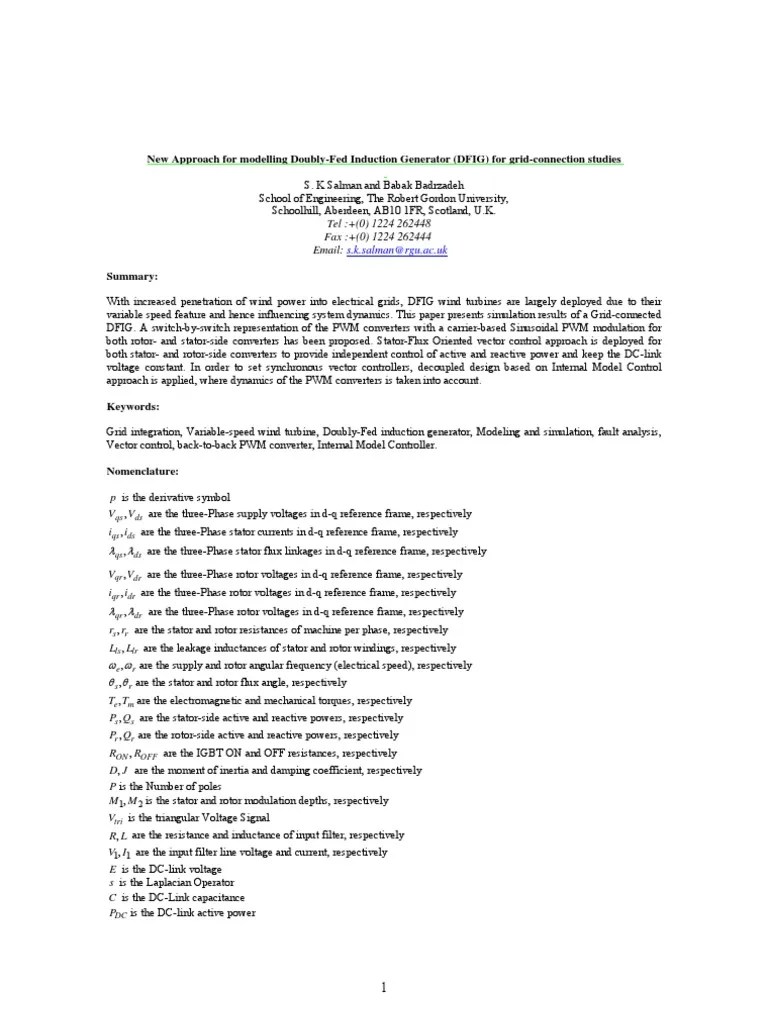 New Approach For Modelling Doubly Fed Induction Generator