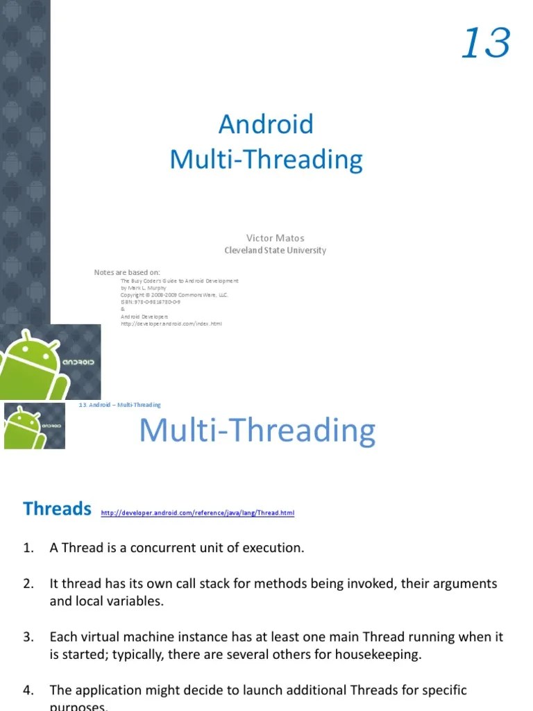 Android Chapter13 Multi Threading | PDF | Thread (Computing) | Message ...