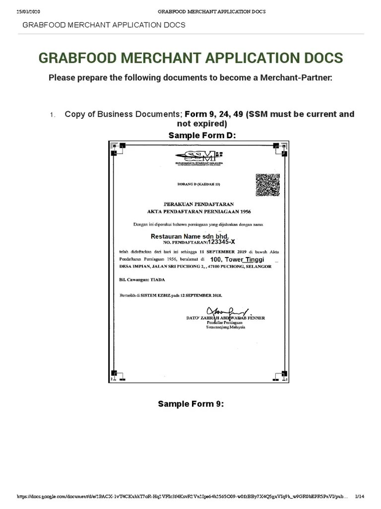 In the agreement, the borrower promises to pay the lender the total loan amount and interest. Grabfood Merchant Application Docs 1 Pdf