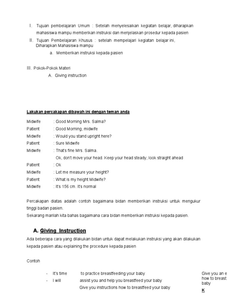 Kalimat command juga dapat berupa larangan dengan menambahkan don't (jangan) di depan kalimat. Giving Instruction Pdf