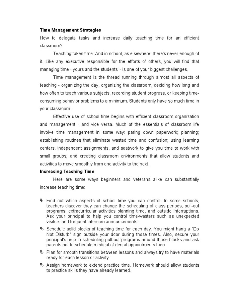 Time Management Strategies | PDF | Classroom Management | Individualized Education Program